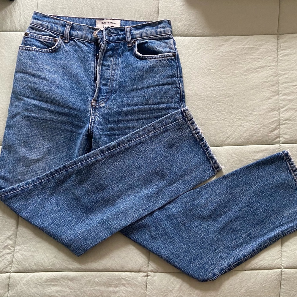 Reformation Cynthia High Rise Cynthia Straight Cropped Jeans